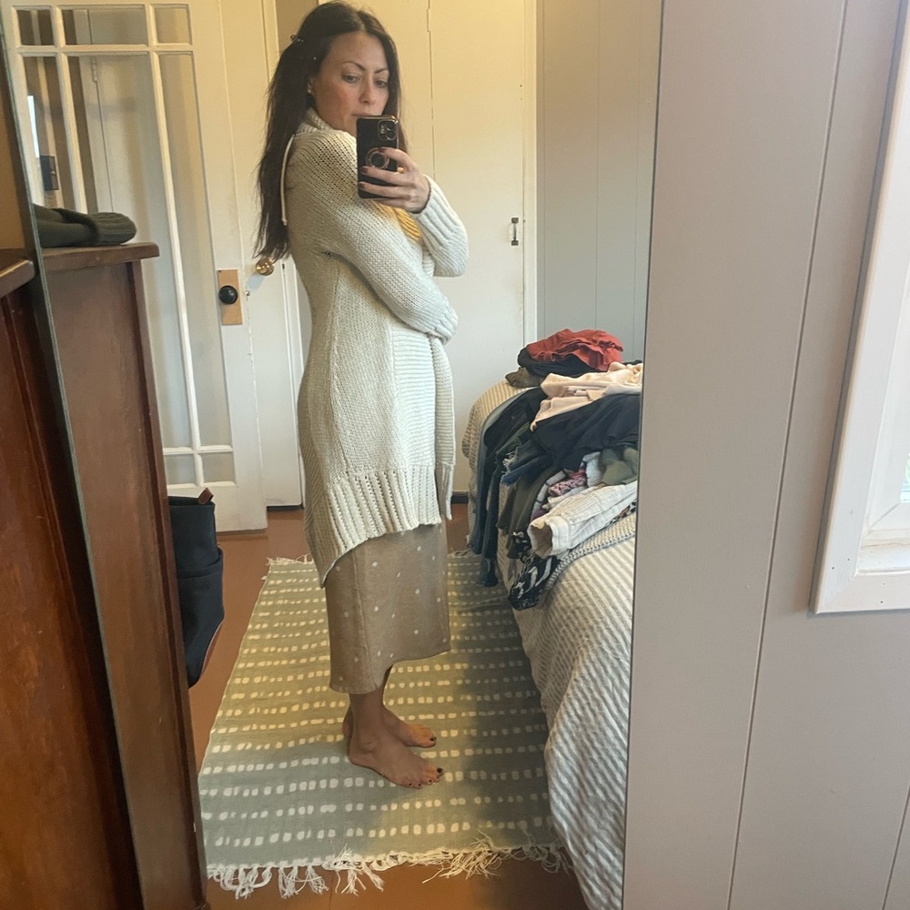 Anthropologie long Cream Knit sweater Angel of the  North